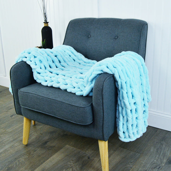 Chenille Knitted Chenille Throw Donna Sharp Color: Light Blue