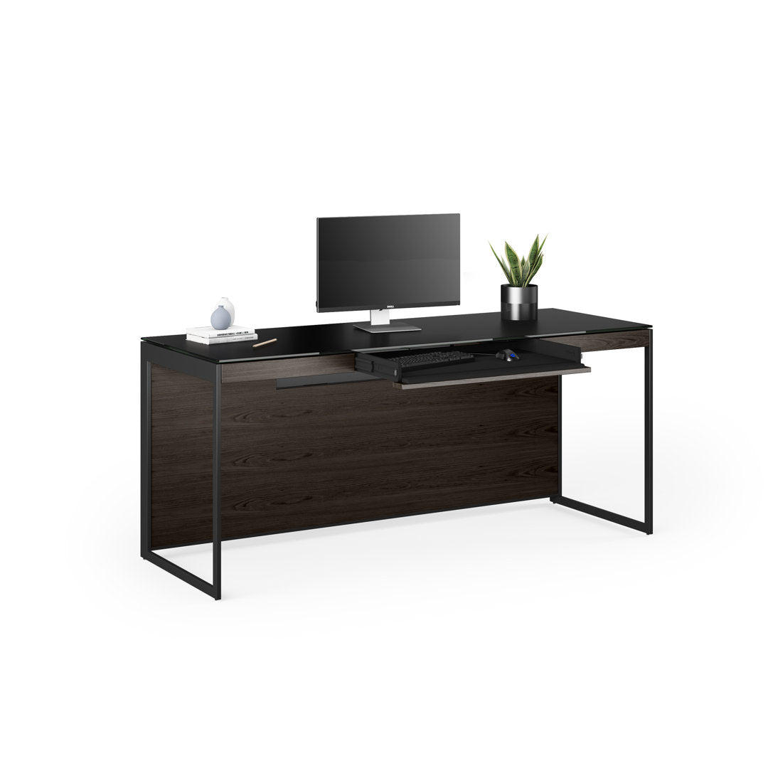Sequel 20 Glass Desk BDI Color (Top/Frame): Charcoal Stained Ash/Black