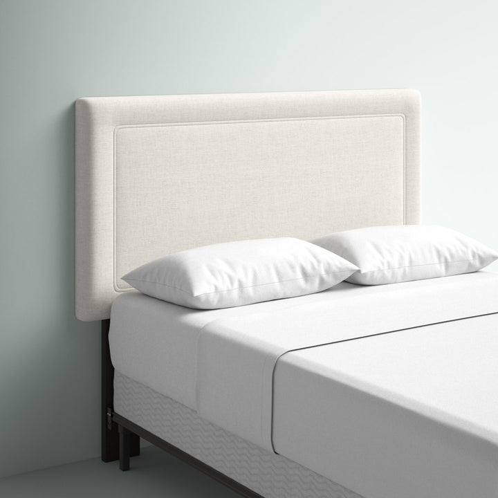 Rowberrow Upholstered Panel Headboard Mercury Row® Size: King Upholstery: Zuma White Textured Linen