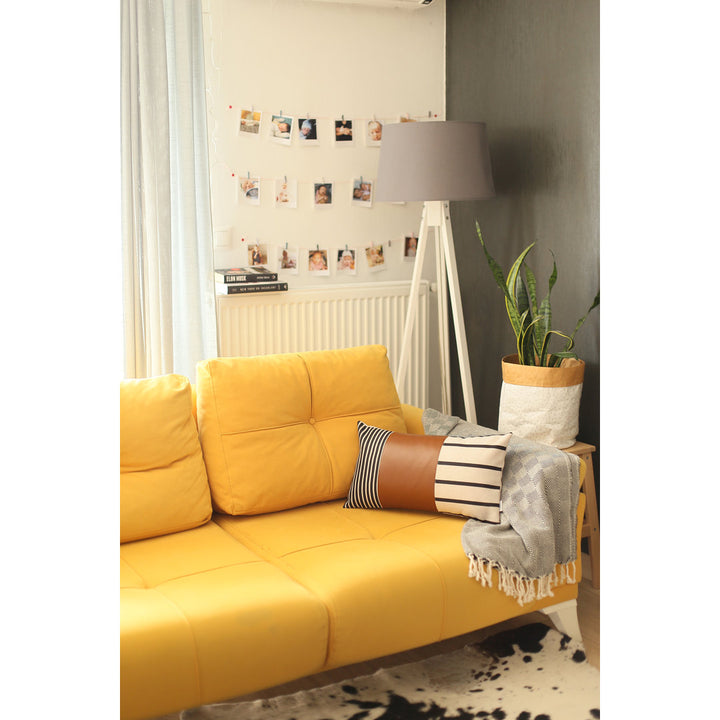 Decorative Faux Leather Pillowcase Decorative Geometric Square Pillow Cover Apolena Size: 12" x 20"