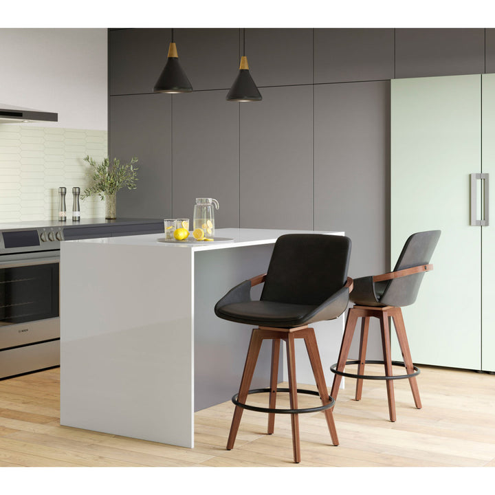 Whitacre Swivel Stool Wade Logan® Upholstery: Black Faux Leather, Seat Height: Counter Stool (26" Seat Height)