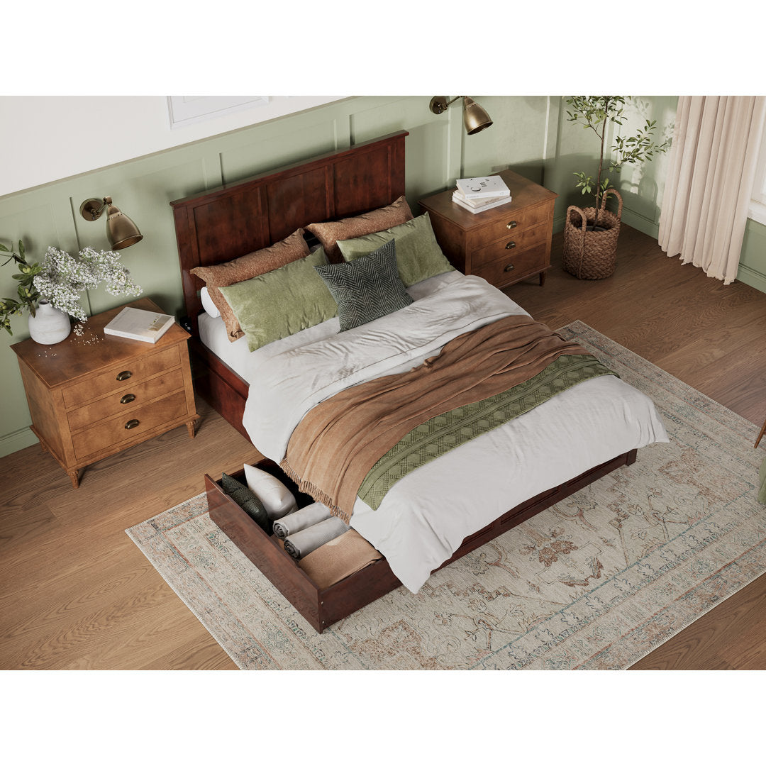 Amear Solid Wood Storage Platform Bed with Under Bed Drawers Lark Manor™ Color: Walnut Size: Queen