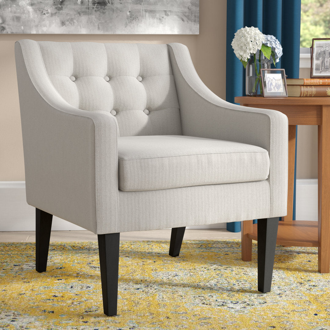 Clopton 26" Wide Mid-Century Modern Tufted Accent Armchair Hashtag Home Fabric: Beige Polyester Blend