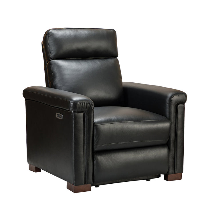 Aziah 34.65" Wide Genuine Leather Power Recliner With USB Port Wade Logan® Body Fabric: Black Genuine Leather