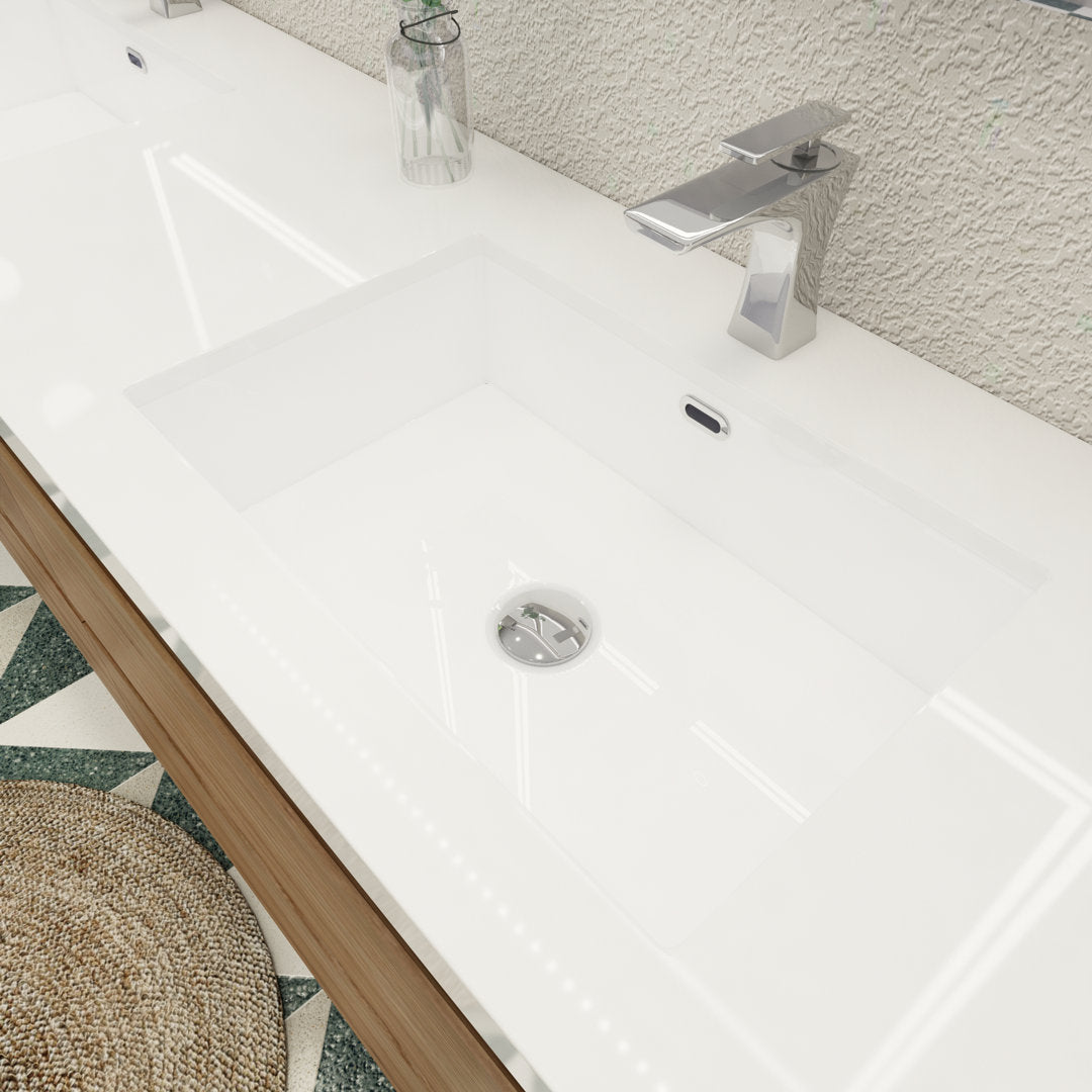 Aylanna 72" Wall-Mounted Double Bathroom Vanity Set Wade Logan® Base Finish: Natural Oak