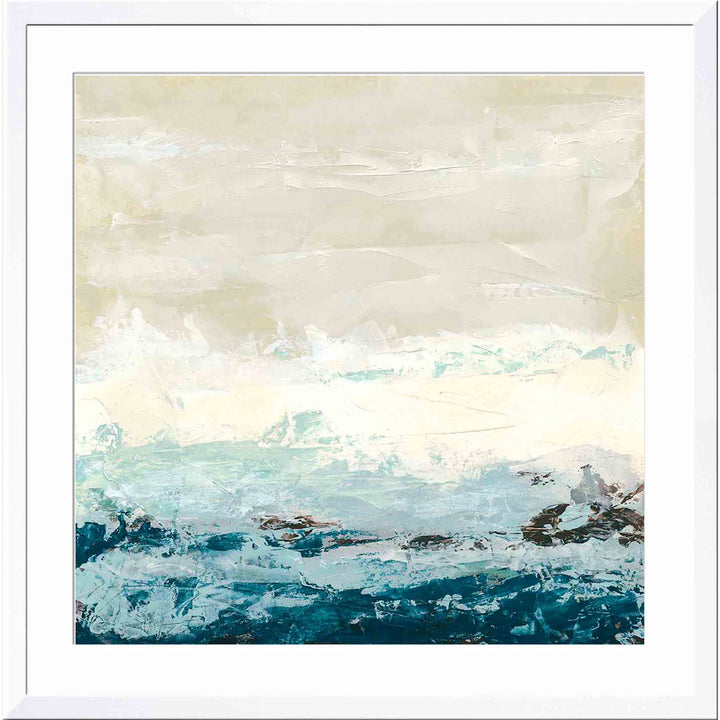 Coastal Currents I by June Erica Vess - Picture Frame Painting Wade Logan® Frame Color: Natural Size: 24"H x 36"W