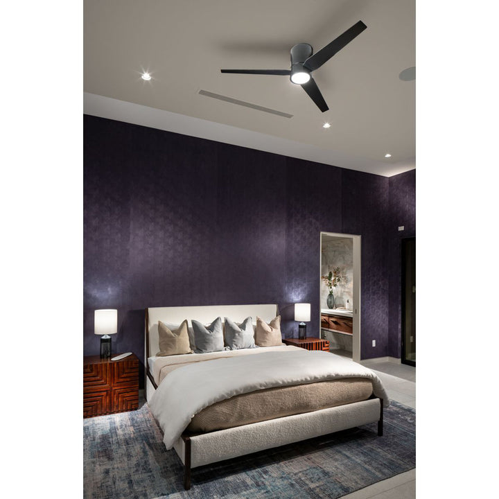 Goren 56" 3 - Blade LED Flush Mount Ceiling Fan with Remote Control and Light Kit Included AllModern Finish: Polished Chrome with Black/Walnut Blades