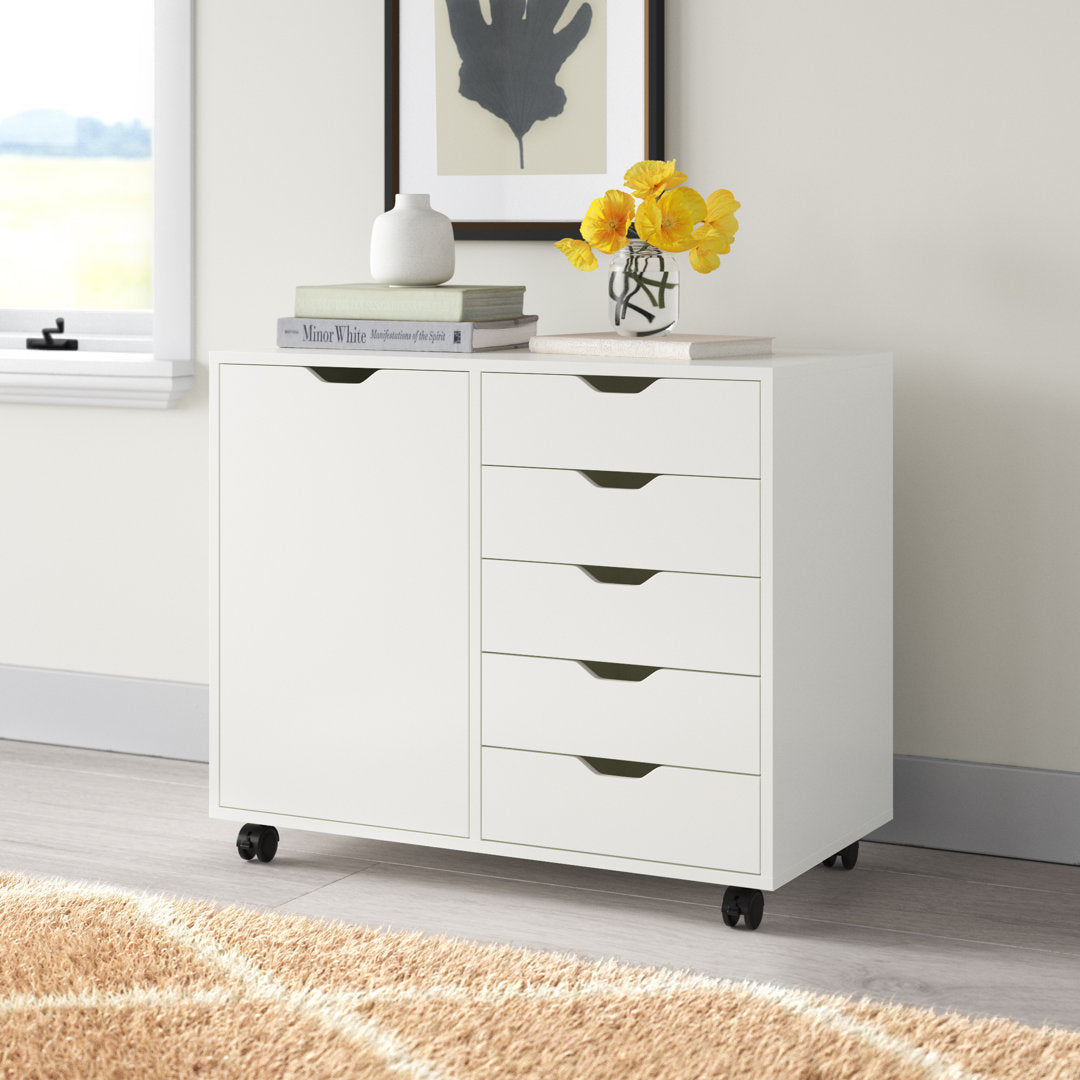 Gebhardt 5-Drawer Lateral Filing Cabinet Wade Logan® Color: White
