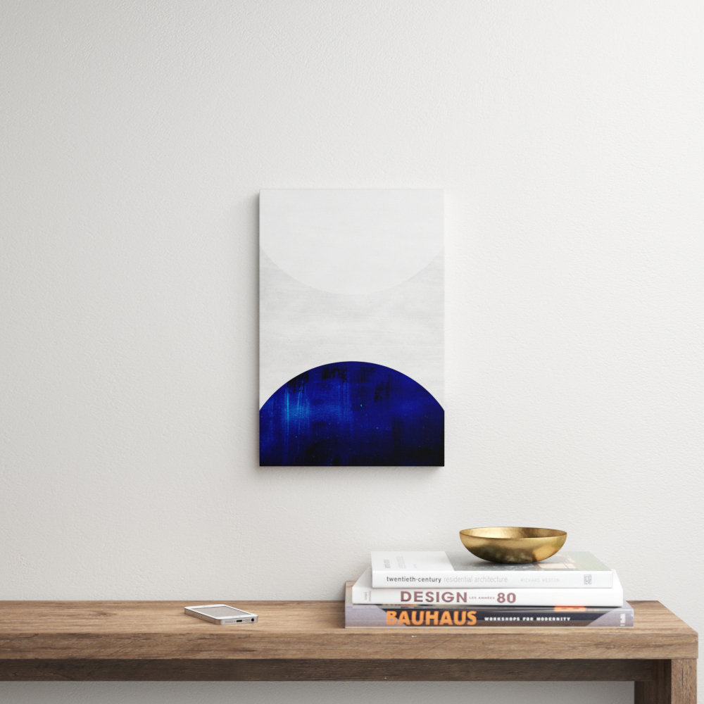 White and Cobalt by LEEMO - Wrapped Canvas Graphic Art Print George Oliver Size: 18" H x 12" W x 1.5" D