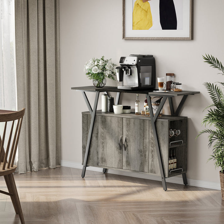 Marin 47 " Kitchen Island Open Sheves, Coffee Bar Cabinet Buffet Table Kitchen Sideboard Kelly Clarkson Home Base Finish: Retro Gray Oak