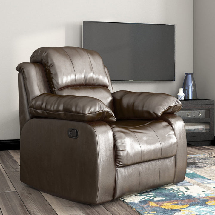 Mccubbin 38" Wide Faux Leather Manual Standard Recliner Wade Logan® Body Fabric: Brown Faux Leather