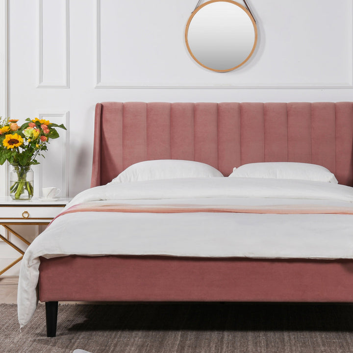 Helaina Tufted Upholstered Low Profile Platform Bed Wade Logan® Color: Ash Rose Velvet Size: Queen