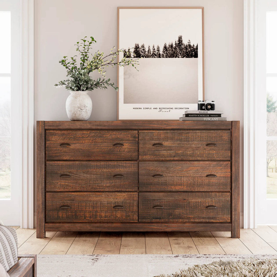Montauk 6 Drawer Double Dresser Grain Wood Furniture Color: Rustic Walnut