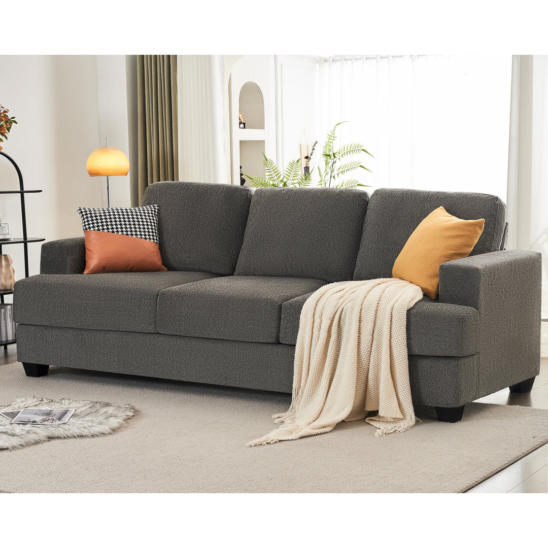 Belosic 89" Upholstered Deep Seat 3 Seater Sofa Wade Logan® Fabric: Gray Chenille