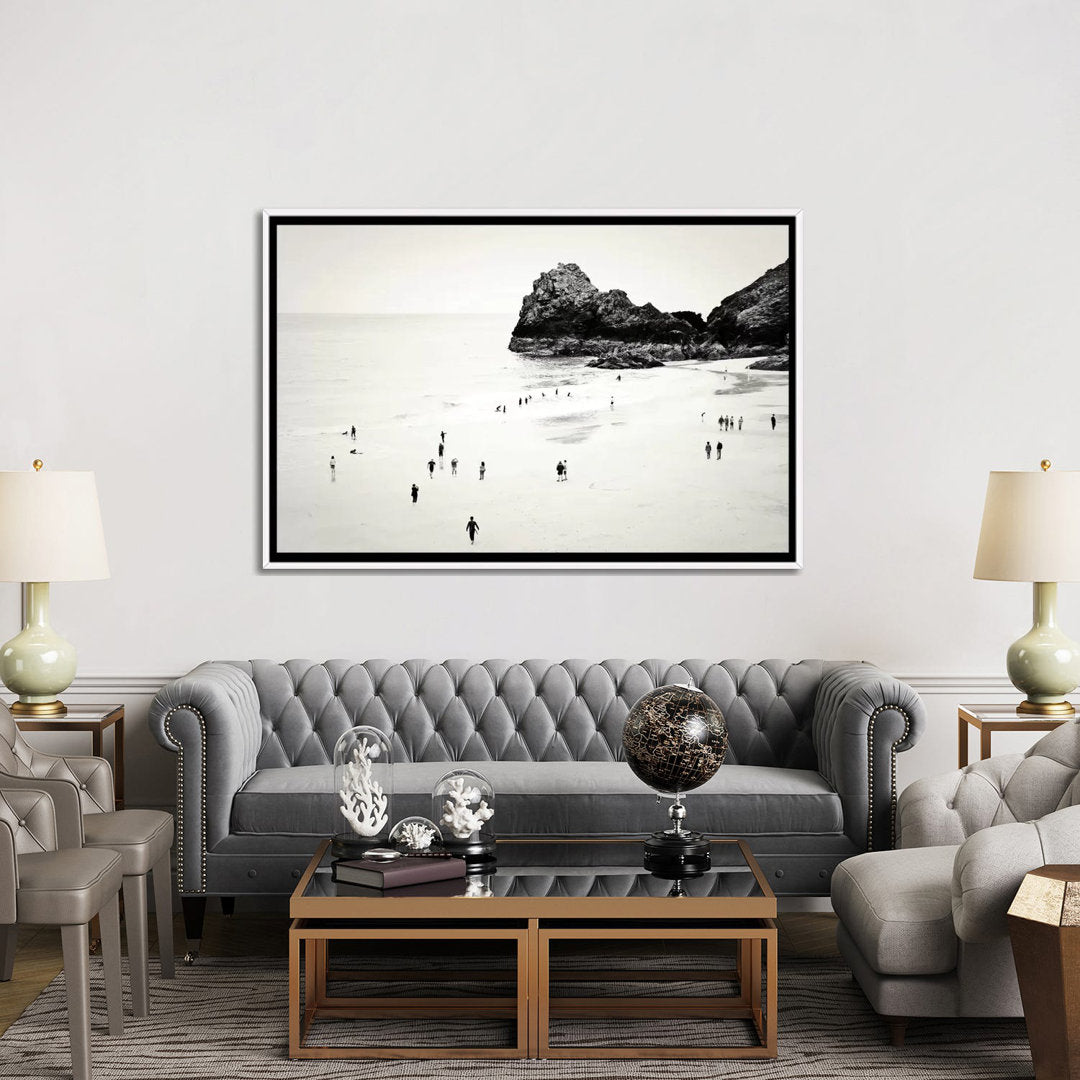 Cornwall Beach Life Photographic Print East Urban Home Size: 40" H x 60" W x 1.5" D Format: White Framed Canvas