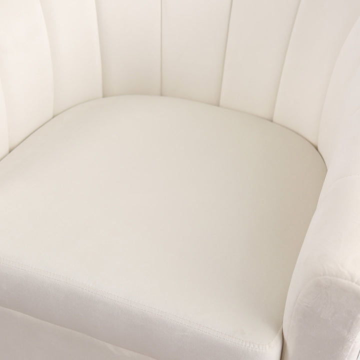 Lydia 29.5" Wide Velvet Upholstered Swivel Barrel Chair Latitude Run® Body Fabric: White Cotton Blend