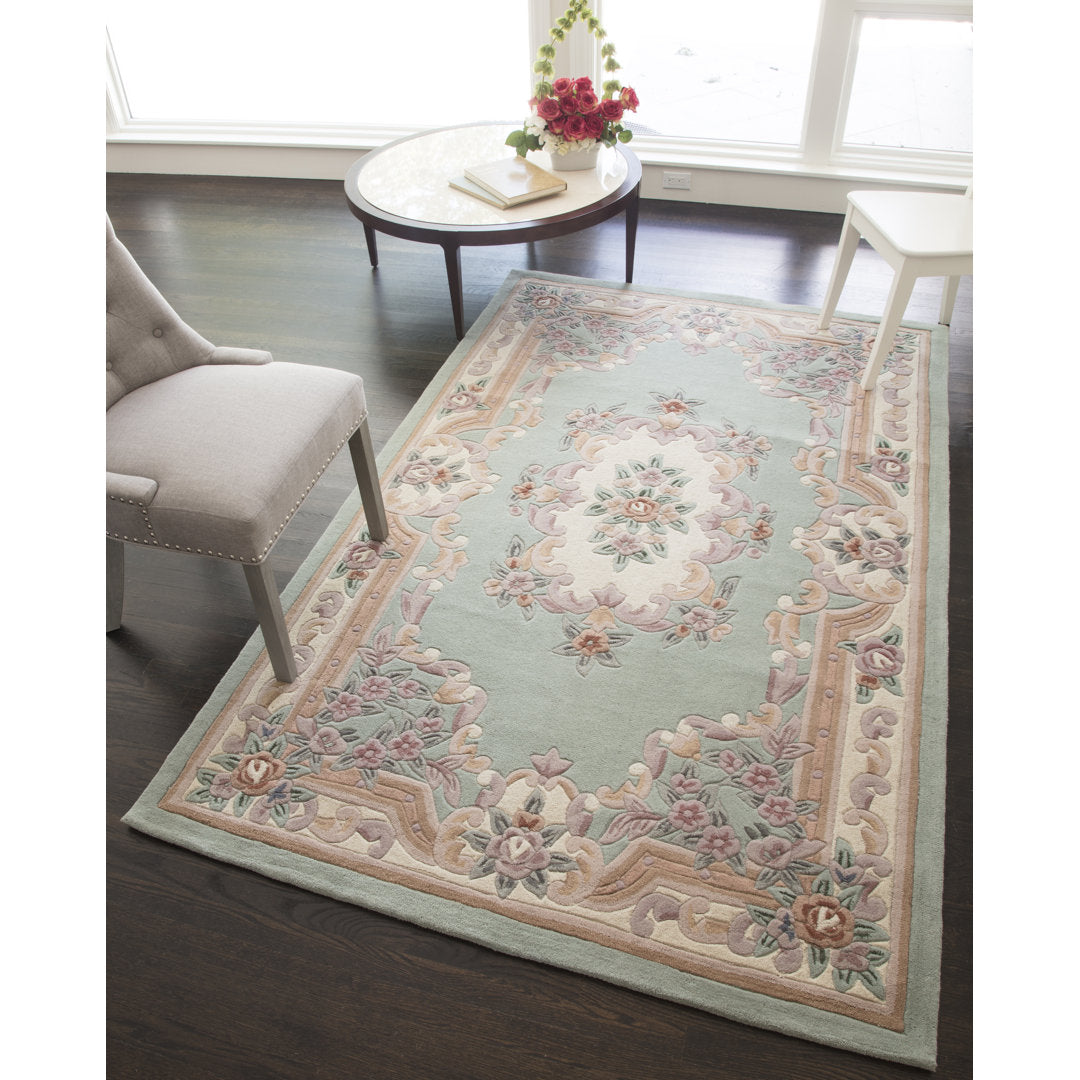 New Aubusson Traditional Light Green Area Rug The Conestoga Trading Co. Rug Size: Rectangle 4' x 6'