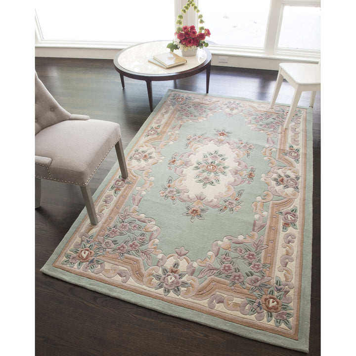 New Aubusson Traditional Light Green Area Rug The Conestoga Trading Co. Rug Size: Rectangle 4' x 6'