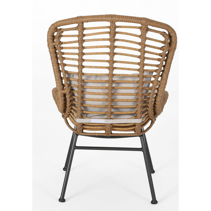 Frazer Patio Chair with Cushions (Set of 2) Mistana™ Frame Color: Light Brown Frame, Cushion Color: Beige