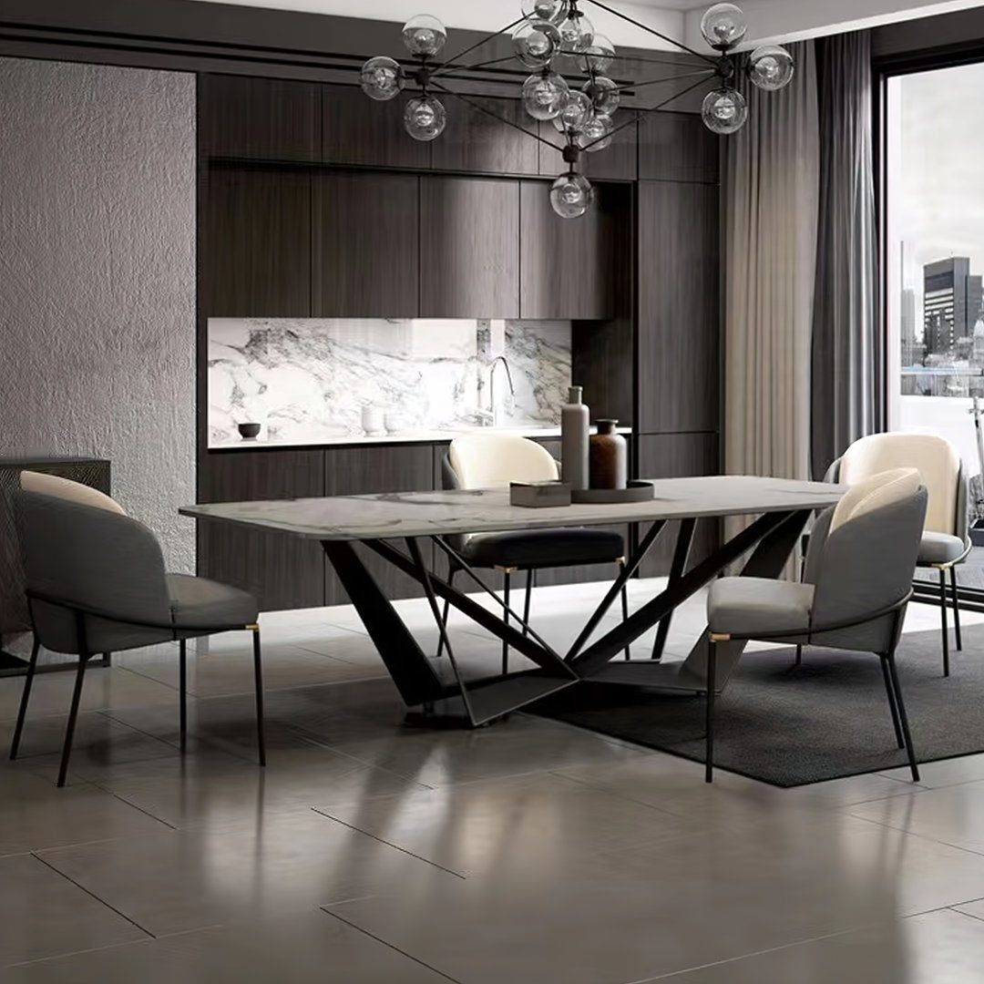 Modern Stylish Dining Table Rectangle White Sintered Stone Top Orren Ellis Size: 37" W x 78" L