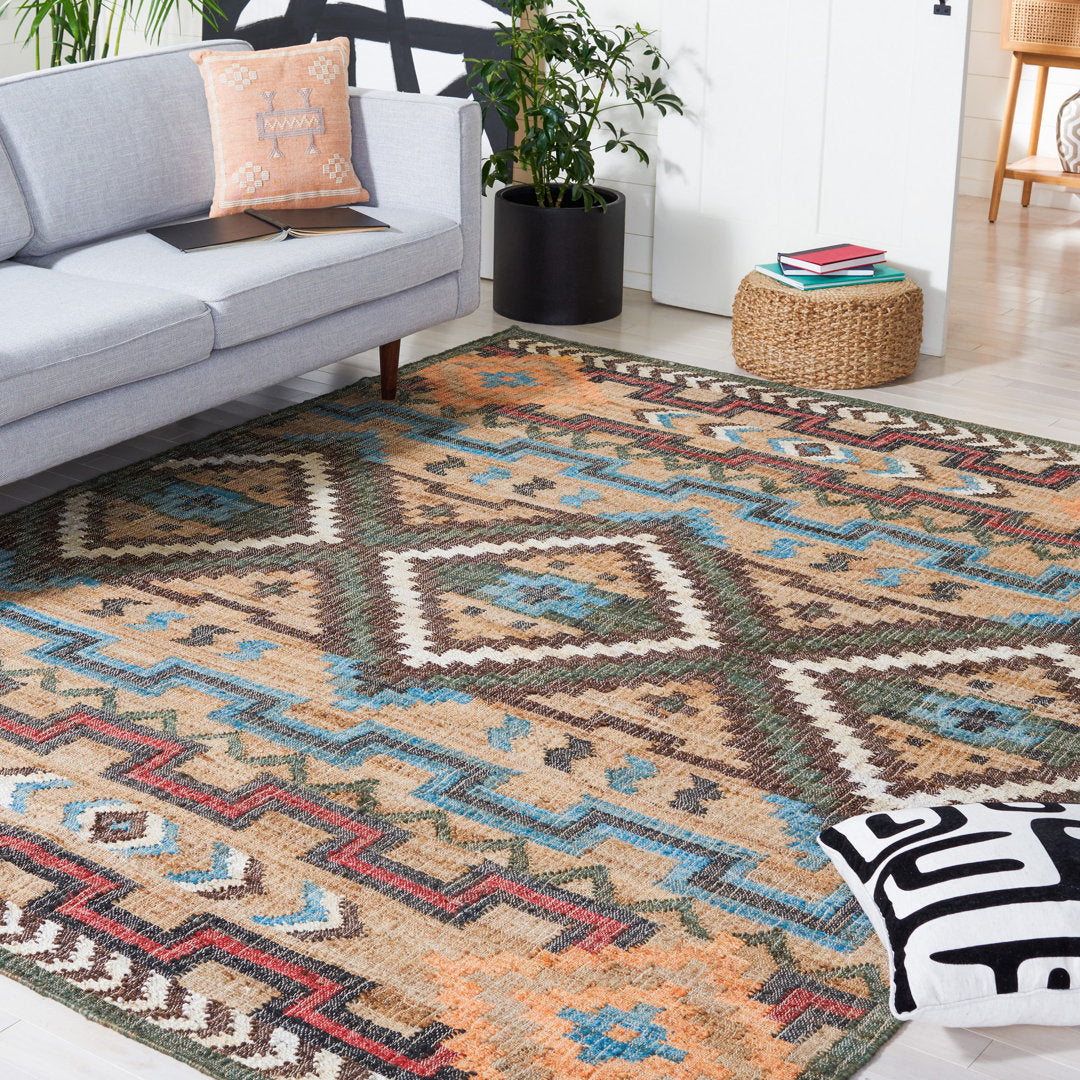 Glynda Southwestern Handmade Flatweave Jute Tan Area Rug The Twillery Co.® Rug Size: Rectangle 10' x 14'