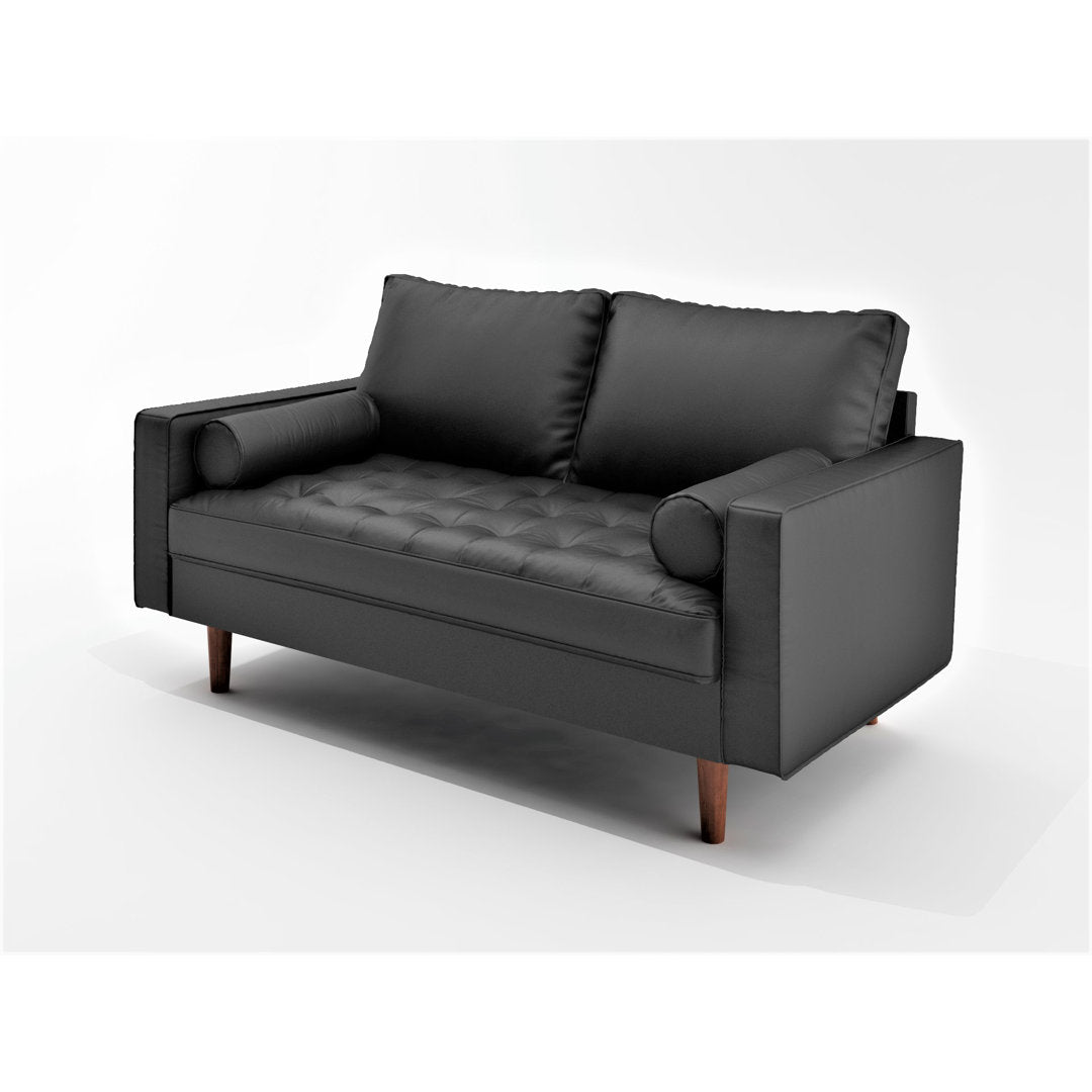 Ashfaq 57.8" Velvet Square Arm Loveseat Wade Logan® Fabric: Faux Leather Black