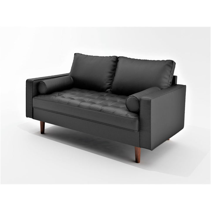 Ashfaq 57.8" Velvet Square Arm Loveseat Wade Logan® Fabric: Faux Leather Black