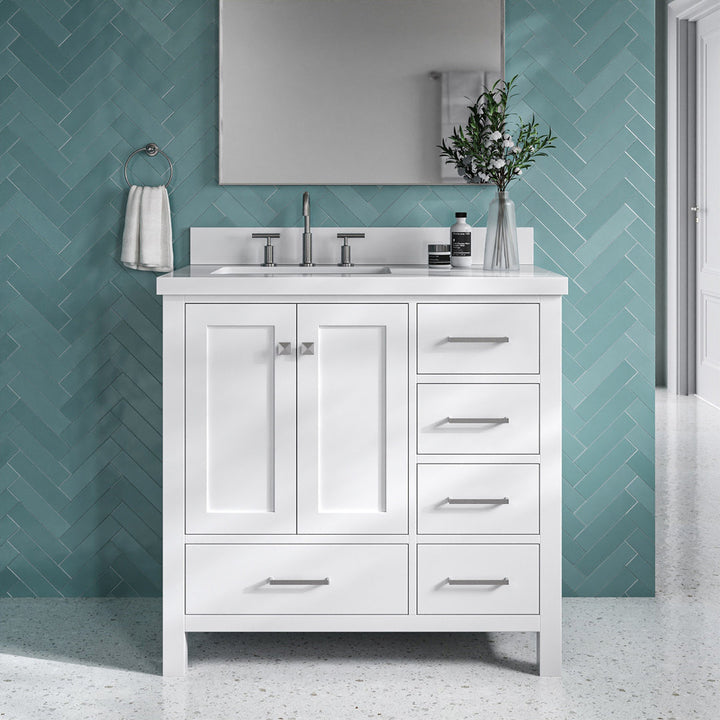 Amariani 37" Single Bathroom Vanity Set Latitude Run® Base Finish: White, Hardware Finish: Satin Nickel