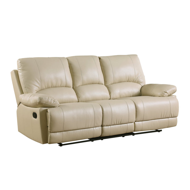 Trower 89" Faux Leather Pillow Top Arm Reclining Sofa Red Barrel Studio® Upholstery: Beige Faux Leather