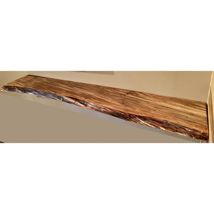 Maple Solid Wood Floating Shelf with Live Edge Steel Oak Size: 2" H x 24" W x 12" D