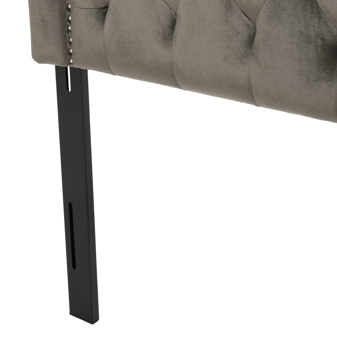 Danni Upholstered Metal Panel Headboard House of Hampton® Size: Full / Double Upholstery: Gray