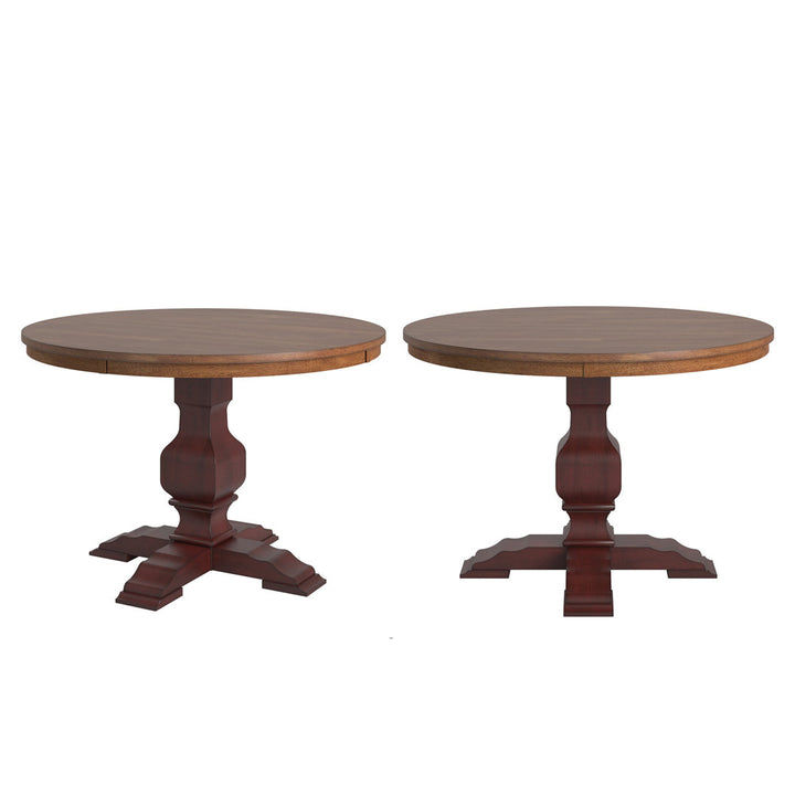 Fortville Rubberwood Solid Wood Pedestal Dining Table Three Posts™ Base Color: Antique Berry