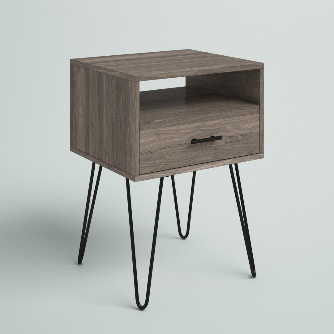 Adrow 1-Drawer Nightstand with Cubby Wade Logan® Color: Slate Gray