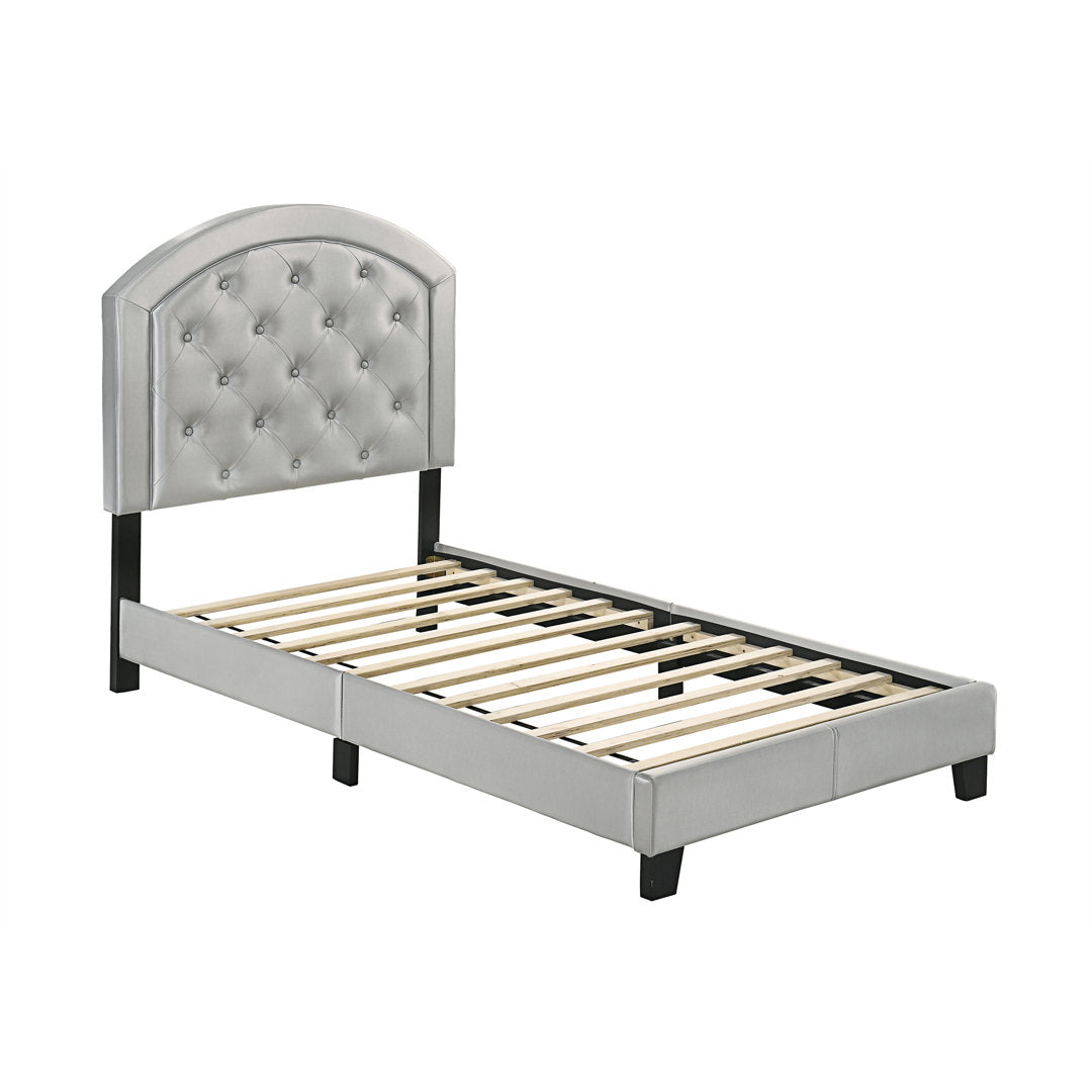Manhasset Wooden Upholstered Platform Bed with Adjustable Tufted Headboard House of Hampton® Color: Silver Size: Twin