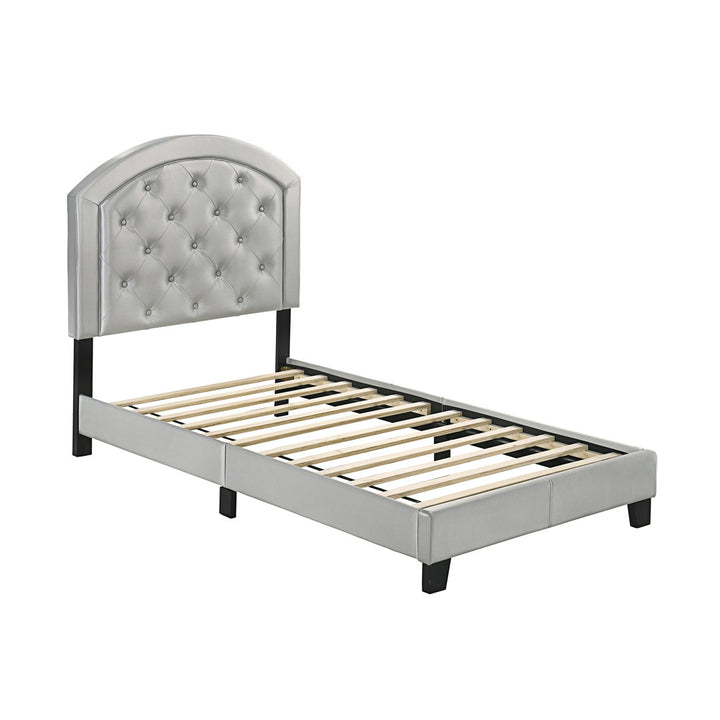 Manhasset Wooden Upholstered Platform Bed with Adjustable Tufted Headboard House of Hampton® Color: Silver Size: Twin