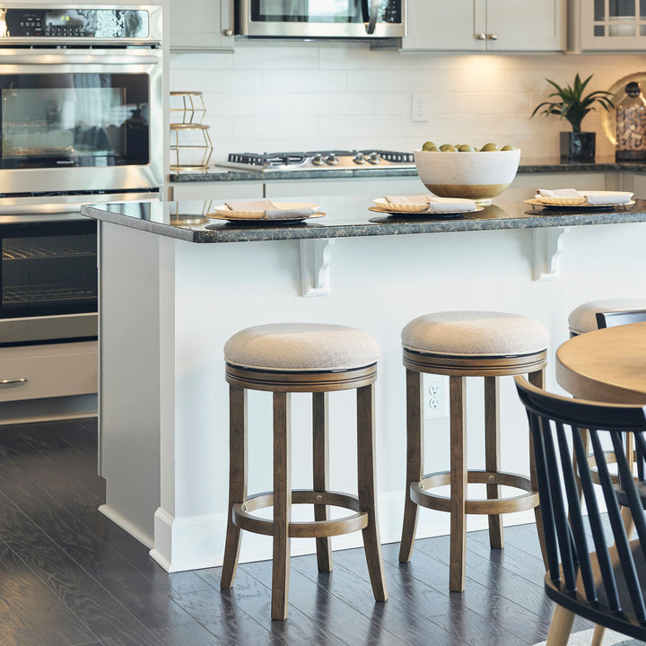 Mcgriff Solid Wood Swivel Backless Counter Height Bar Chair With Footrest Charlton Home® Color: Honeysuckle Seat Height: Counter Stool (26" Seat Height)