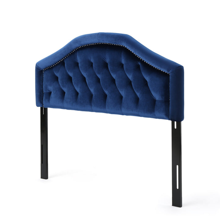 Danni Upholstered Metal Panel Headboard House of Hampton® Size: Full / Double Upholstery: Navy Blue