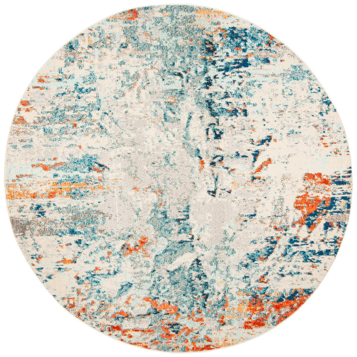 Felty Abstract Cream/Orange/Blue Rug Langley Street® Rug Size: Round 6'7"