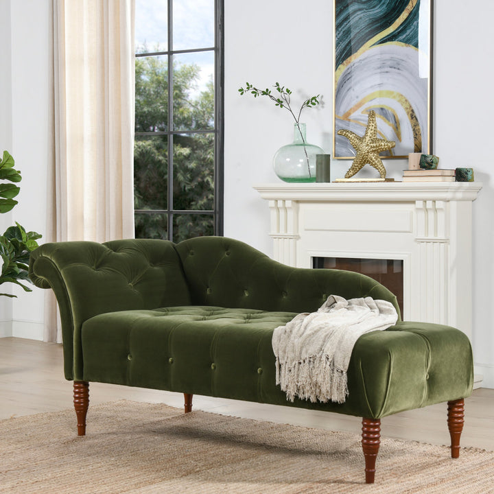 Kannon Tufted Right-Arm Chaise Lounge Willa Arlo™ Interiors Fabric: Olive Green Velvet