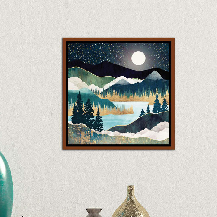 'Star Lake' by SpaceFrog Designs - Print East Urban Home Size: 26" H x 26" W x 1.5" D Format: Classic Wood Framed Canvas
