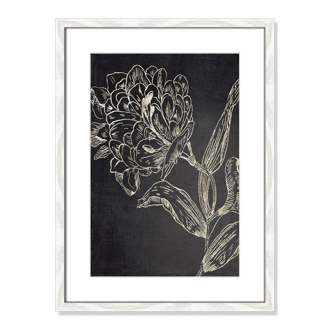 Golden Flower Folklore II by Asia Jensen - Picture Frame Graphic Art Joss & Main Size: 23" H x 17" W  Format: White Wood Grain Framed