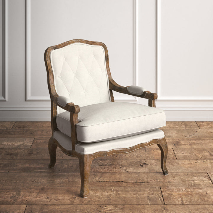 Adalee 29" Wide Tufted Linen Armchair Sand & Stable™ Upholstery Color: Muslin Beige