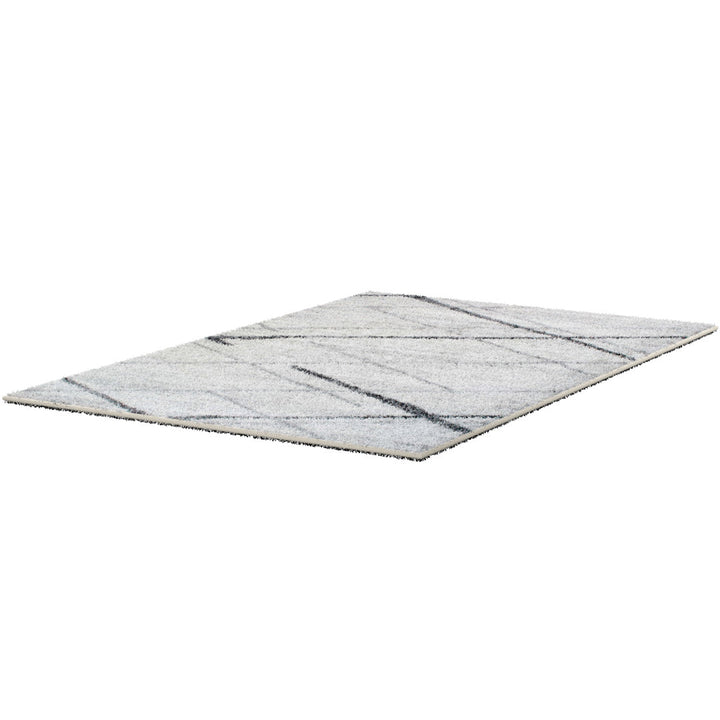 Amii Abstract Stripe Contemporary Ivory/Gray/Charcoal Area Rug Wrought Studio™ Rug Size: Rectangle 12' x 15'