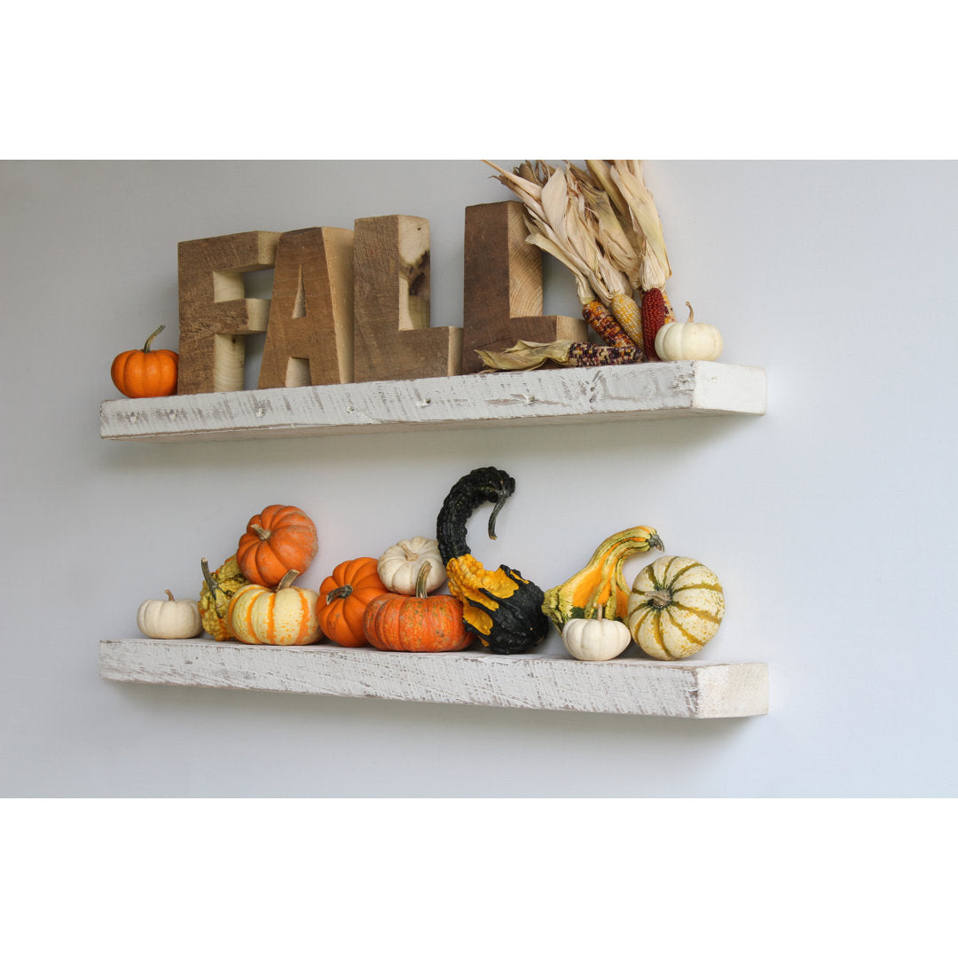 Joao 2 Piece Solid Wood Floating Shelf with Reclaimed Wood Gracie Oaks Size: 2" H x 40" W x 7" D Finish: White Washed