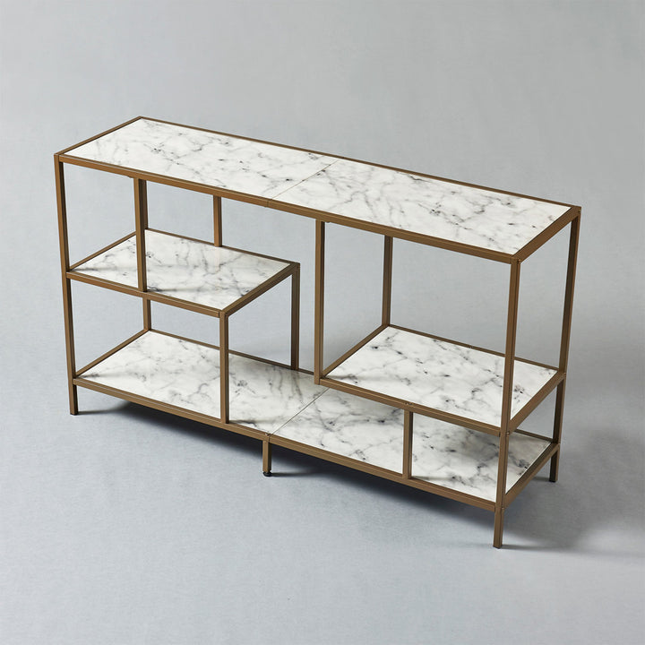 Carbone Media Stand with Faux Marble Finish Mercer41