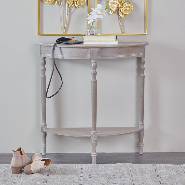Mcbroom Wood Half Moon 1 Shelf Console Table Ophelia & Co. Color: Light Brownish Gray