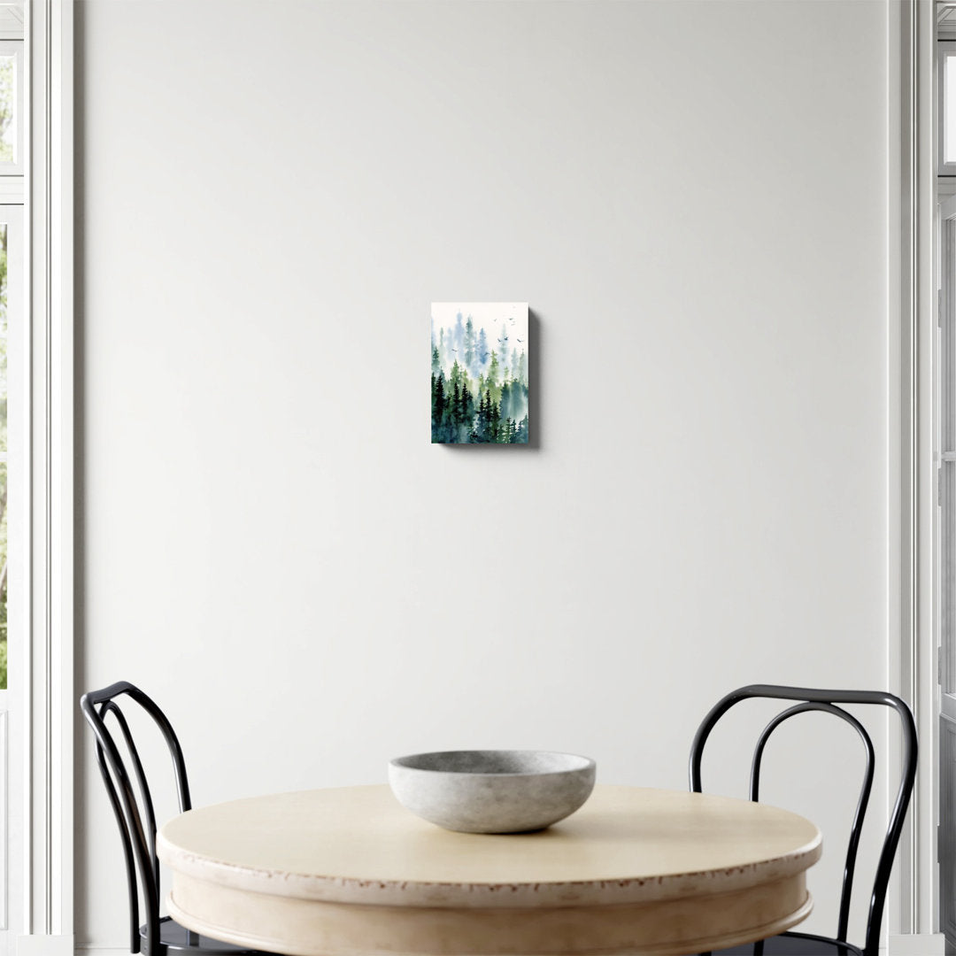 Treeline by Katrina Pete - Wrapped Canvas Painting Print Kelly Clarkson Home Frame Color: Walnut Size: 12" H x 8" W   Format: Framed Print without Mat