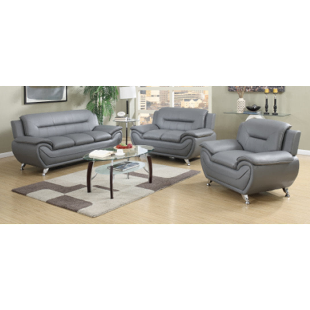 Mulvey 80" Faux Leather Pillow Top Arm Sofa Orren Ellis Upholstery Color: Gray