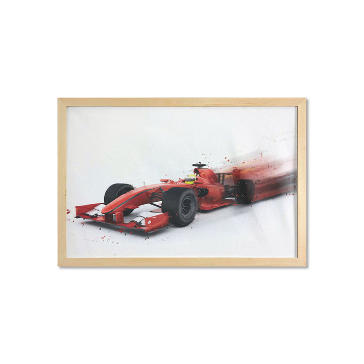Ambesonne Cars Wall Art With Frame, Generic Formula Racing Car Illustration With Special Effect Turbo Motion Auto Print, Printed Fabric Poster For Bathroom Living Room Dorms, 35" X 23", Black And Red East Urban Home