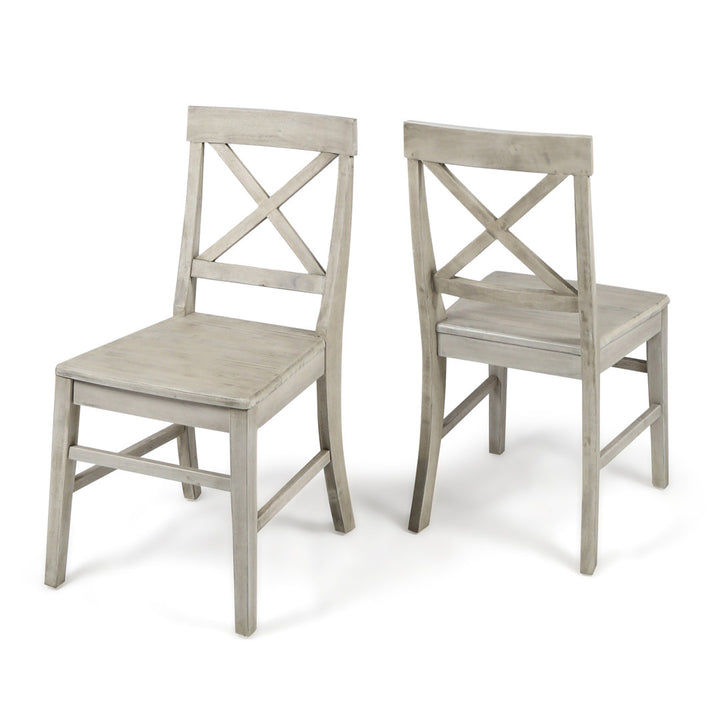 Hitz Solid Wood Cross Back Side Chair (Set of 2) Charlton Home® Color: Light Gray